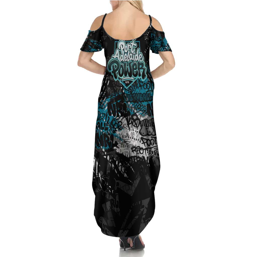 Port Adelaide Power Summer Maxi Dress Urban Graffiti Street Art - Bold Abstract Spray Paint