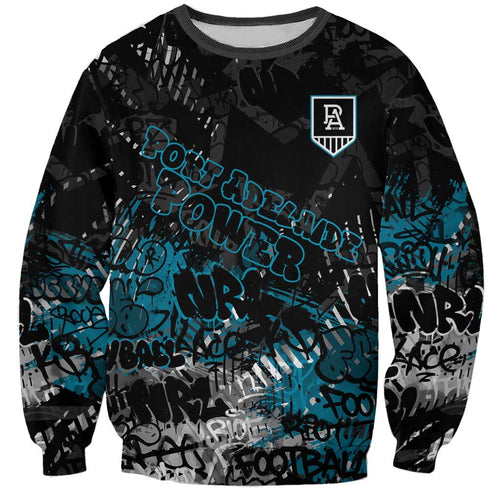 Port Adelaide Power Sweatshirt Urban Graffiti Street Art - Bold Abstract Spray Paint
