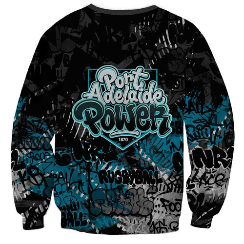 Port Adelaide Power Sweatshirt Urban Graffiti Street Art - Bold Abstract Spray Paint