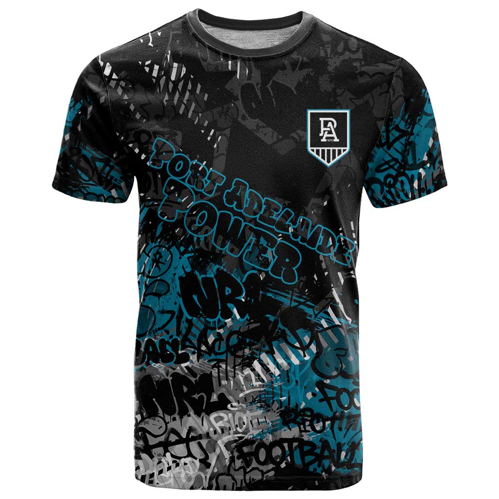 Port Adelaide Power T Shirt Urban Graffiti Street Art - Bold Abstract Spray Paint