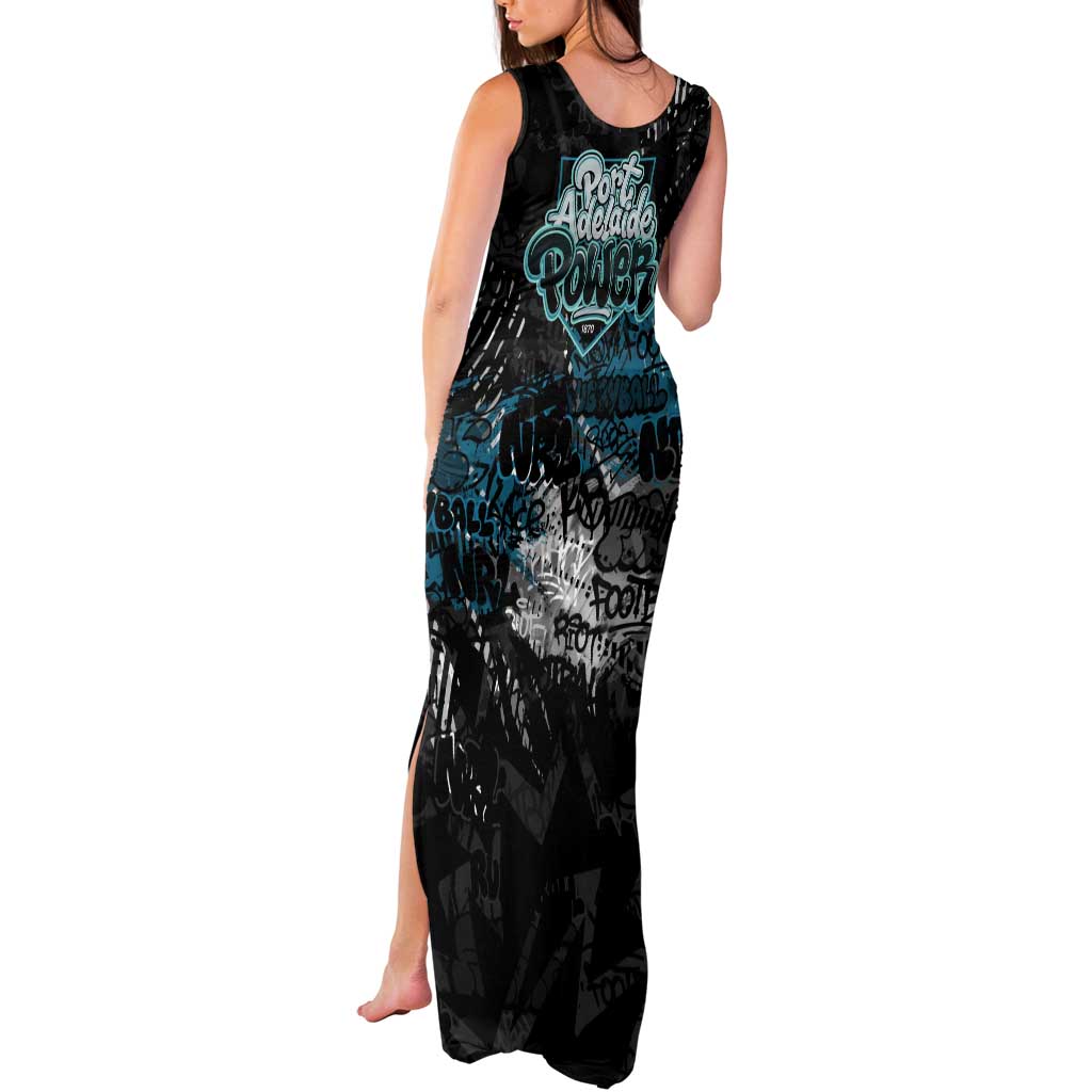 Port Adelaide Power Tank Maxi Dress Urban Graffiti Street Art - Bold Abstract Spray Paint