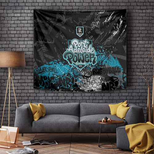 Port Adelaide Power Tapestry Urban Graffiti Street Art - Bold Abstract Spray Paint