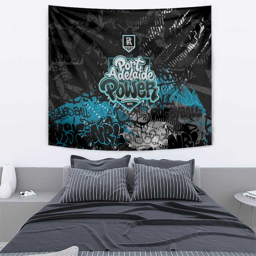 Port Adelaide Power Tapestry Urban Graffiti Street Art - Bold Abstract Spray Paint