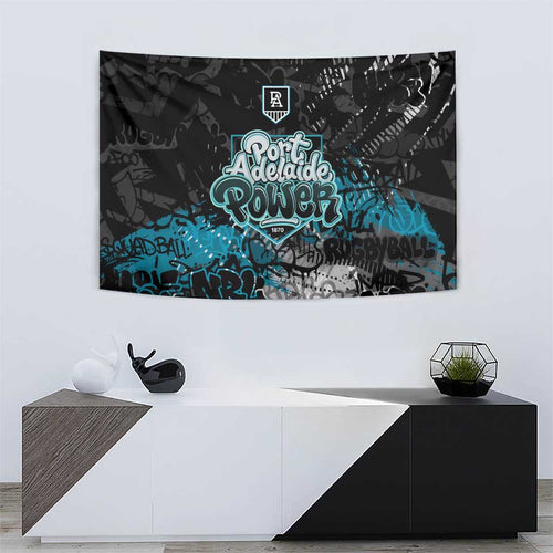 Port Adelaide Power Tapestry Urban Graffiti Street Art - Bold Abstract Spray Paint