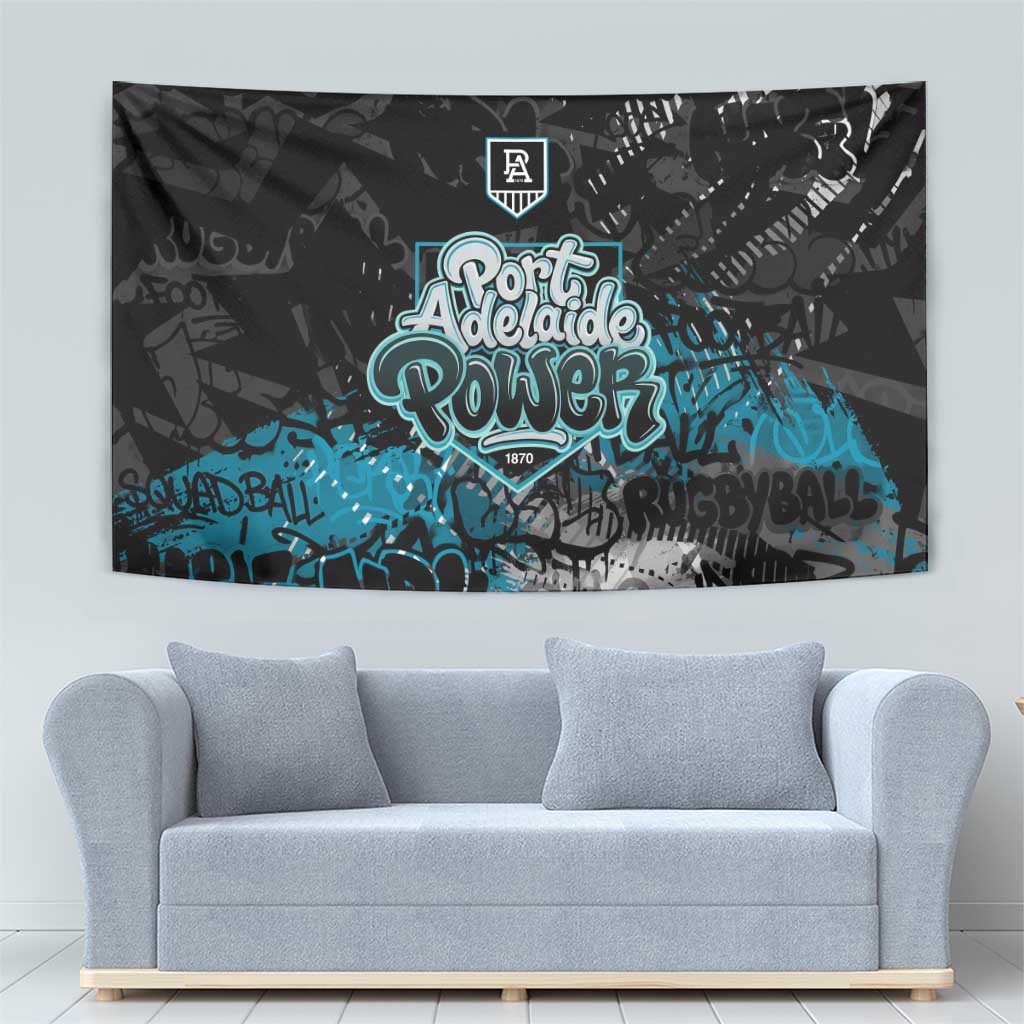 Port Adelaide Power Tapestry Urban Graffiti Street Art - Bold Abstract Spray Paint