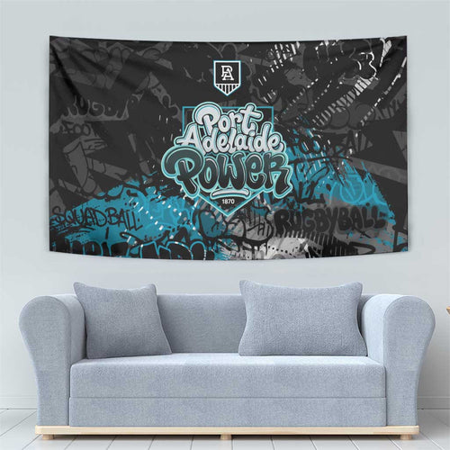 Port Adelaide Power Tapestry Urban Graffiti Street Art - Bold Abstract Spray Paint