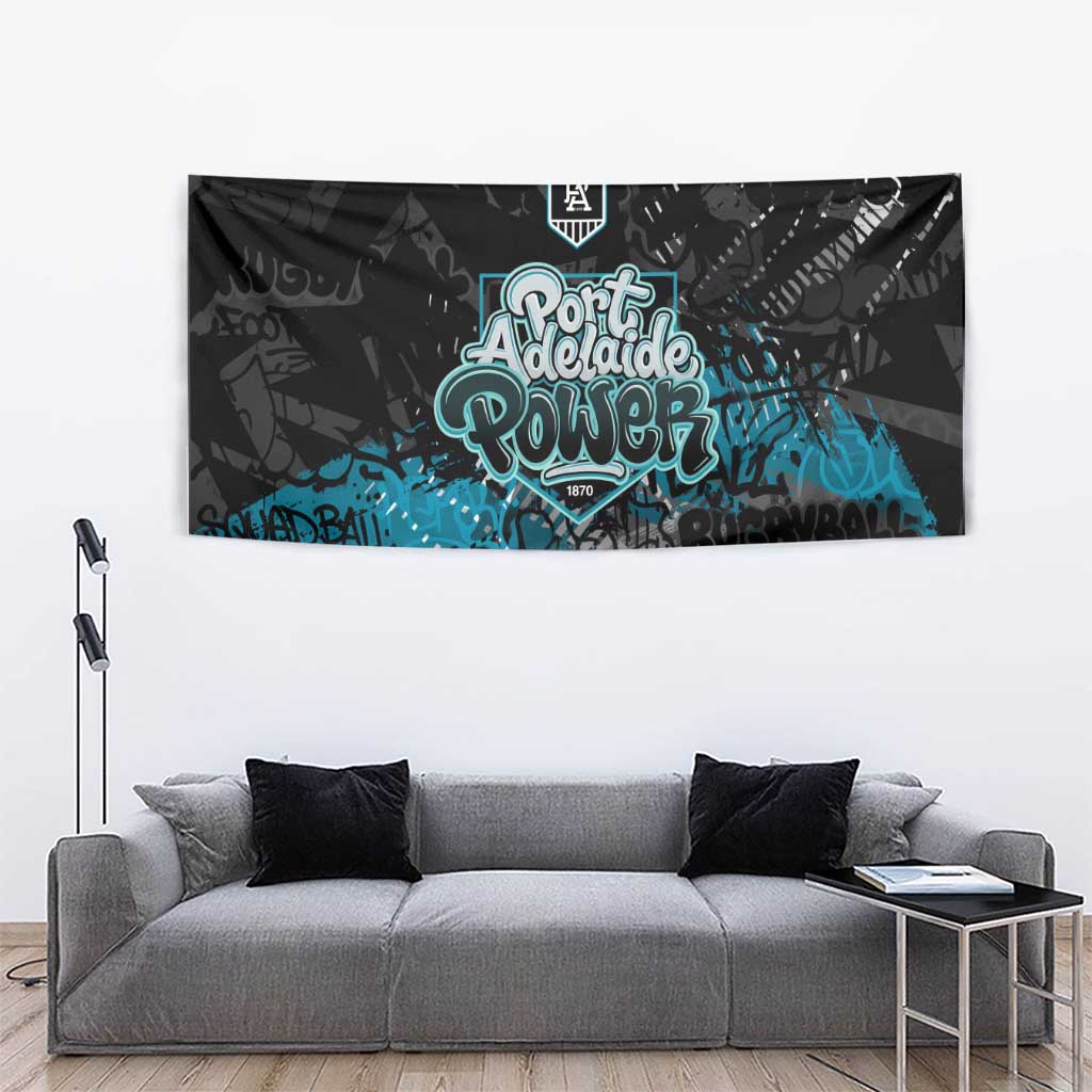 Port Adelaide Power Tapestry Urban Graffiti Street Art - Bold Abstract Spray Paint