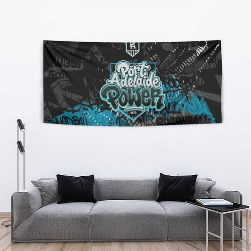 Port Adelaide Power Tapestry Urban Graffiti Street Art - Bold Abstract Spray Paint