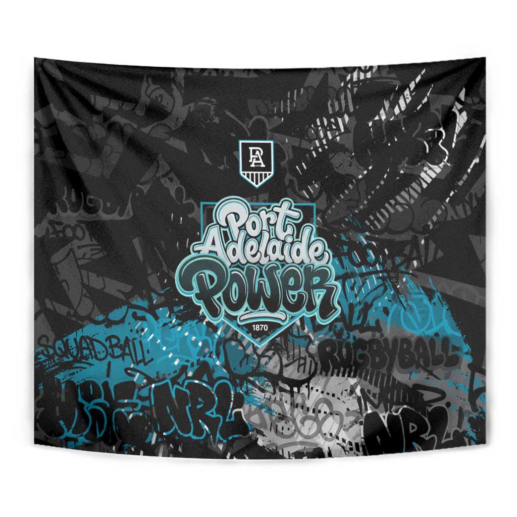 Port Adelaide Power Tapestry Urban Graffiti Street Art - Bold Abstract Spray Paint