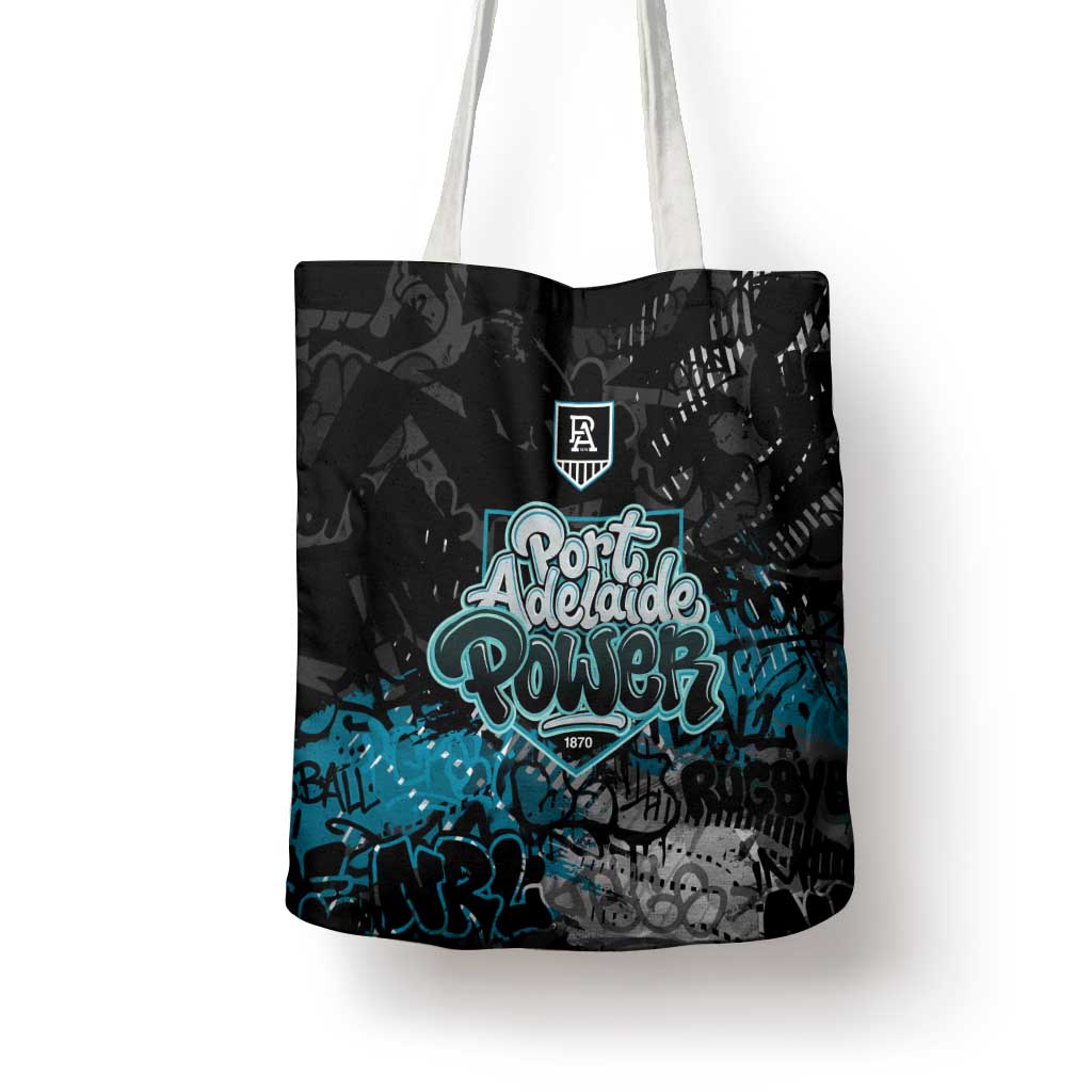 Port Adelaide Power Tote Bag Urban Graffiti Street Art - Bold Abstract Spray Paint