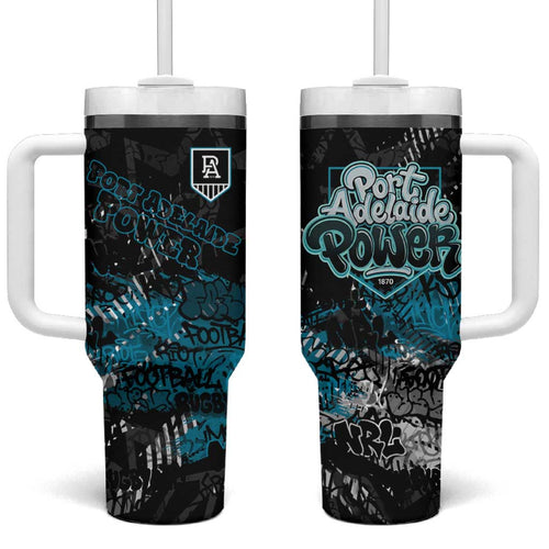 Port Adelaide Power Tumbler With Handle Urban Graffiti Street Art - Bold Abstract Spray Paint