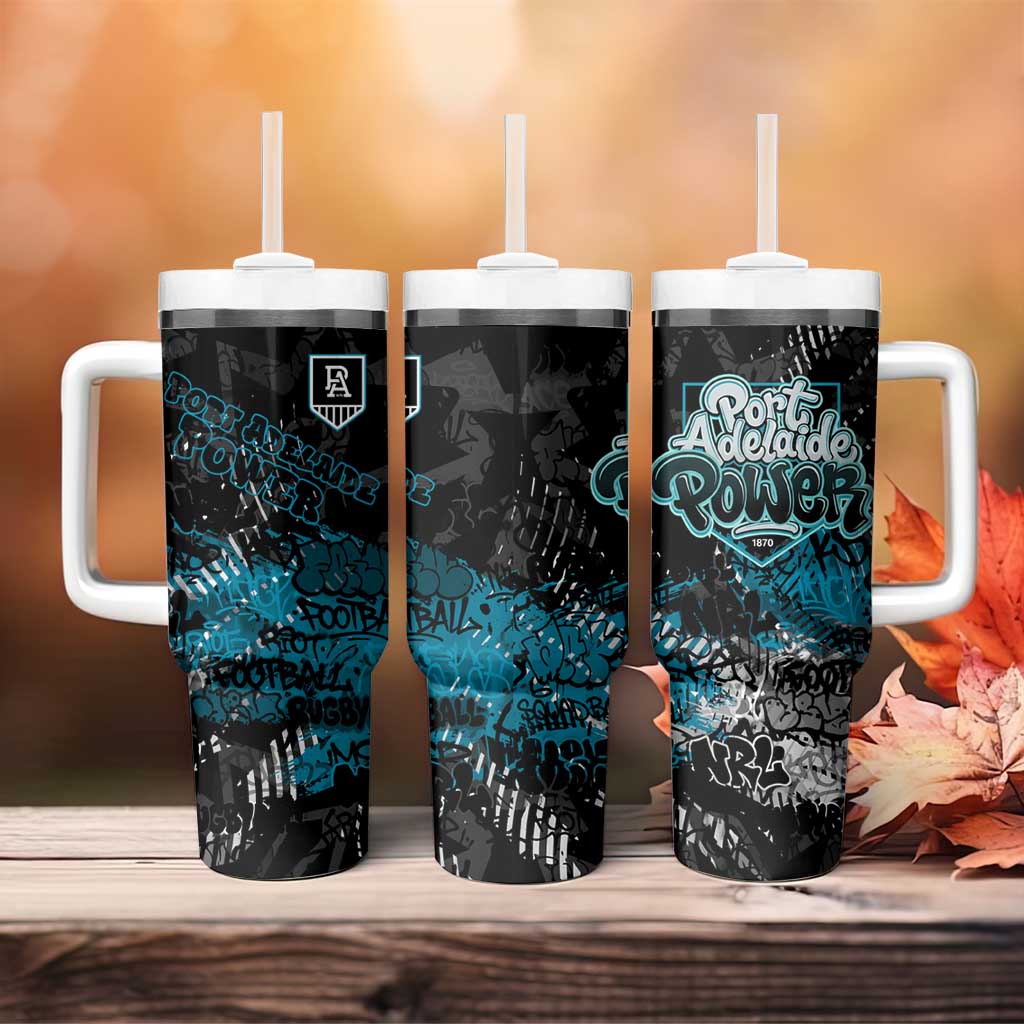 Port Adelaide Power Tumbler With Handle Urban Graffiti Street Art - Bold Abstract Spray Paint