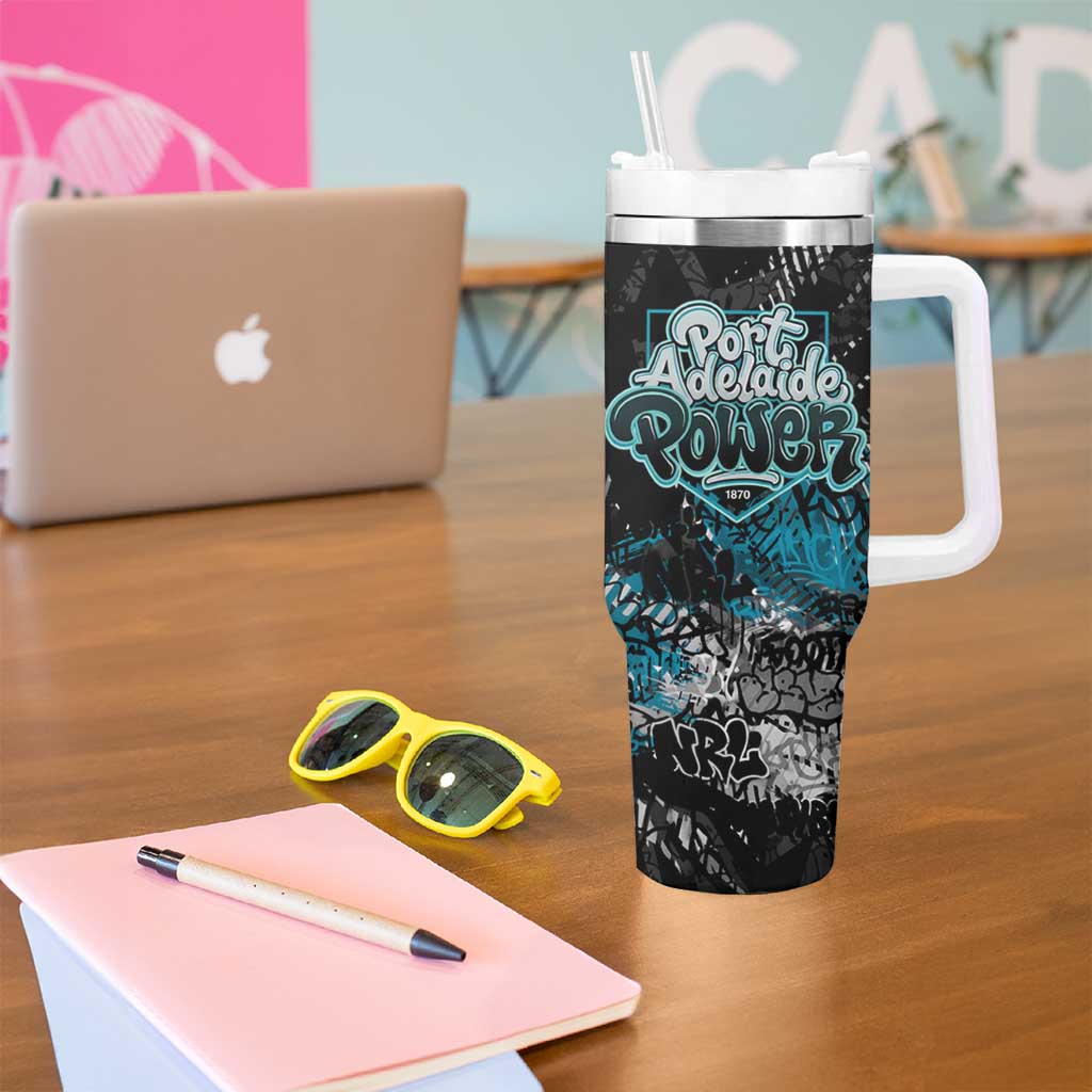 Port Adelaide Power Tumbler With Handle Urban Graffiti Street Art - Bold Abstract Spray Paint