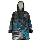Port Adelaide Power Wearable Blanket Hoodie Urban Graffiti Street Art - Bold Abstract Spray Paint