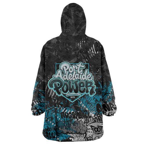 Port Adelaide Power Wearable Blanket Hoodie Urban Graffiti Street Art - Bold Abstract Spray Paint