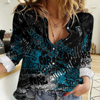 Port Adelaide Power Women Casual Shirt Urban Graffiti Street Art - Bold Abstract Spray Paint