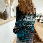 Port Adelaide Power Women Casual Shirt Urban Graffiti Street Art - Bold Abstract Spray Paint