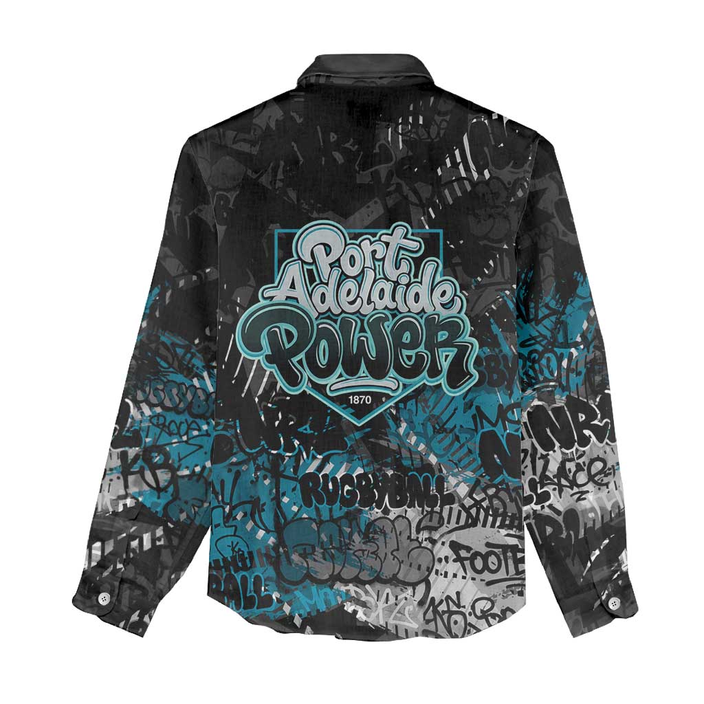 Port Adelaide Power Women Casual Shirt Urban Graffiti Street Art - Bold Abstract Spray Paint