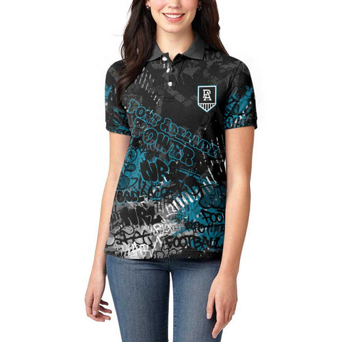 Port Adelaide Power Women Polo Shirt Urban Graffiti Street Art - Bold Abstract Spray Paint