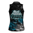 Port Adelaide Power Women Sleeveless Polo Shirt Urban Graffiti Street Art - Bold Abstract Spray Paint