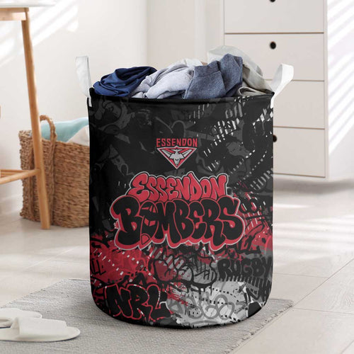 Essendon Bombers Laundry Basket Urban Graffiti Street Art - Bold Abstract Spray Paint
