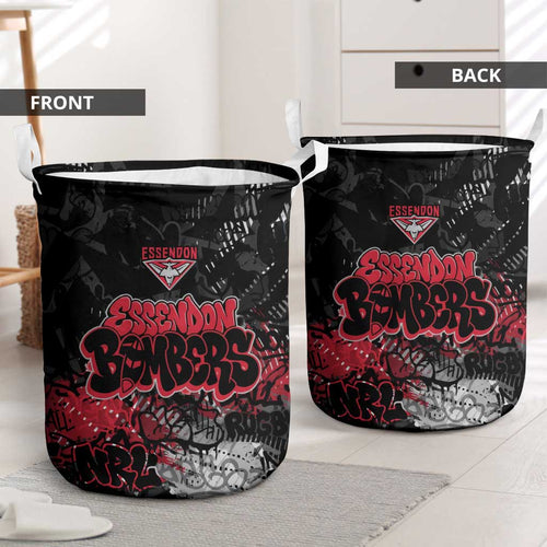 Essendon Bombers Laundry Basket Urban Graffiti Street Art - Bold Abstract Spray Paint