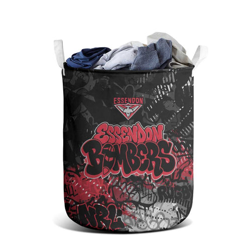 Essendon Bombers Laundry Basket Urban Graffiti Street Art - Bold Abstract Spray Paint