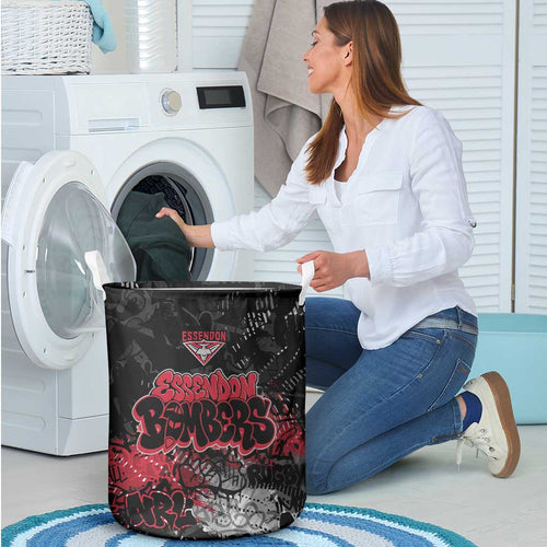 Essendon Bombers Laundry Basket Urban Graffiti Street Art - Bold Abstract Spray Paint