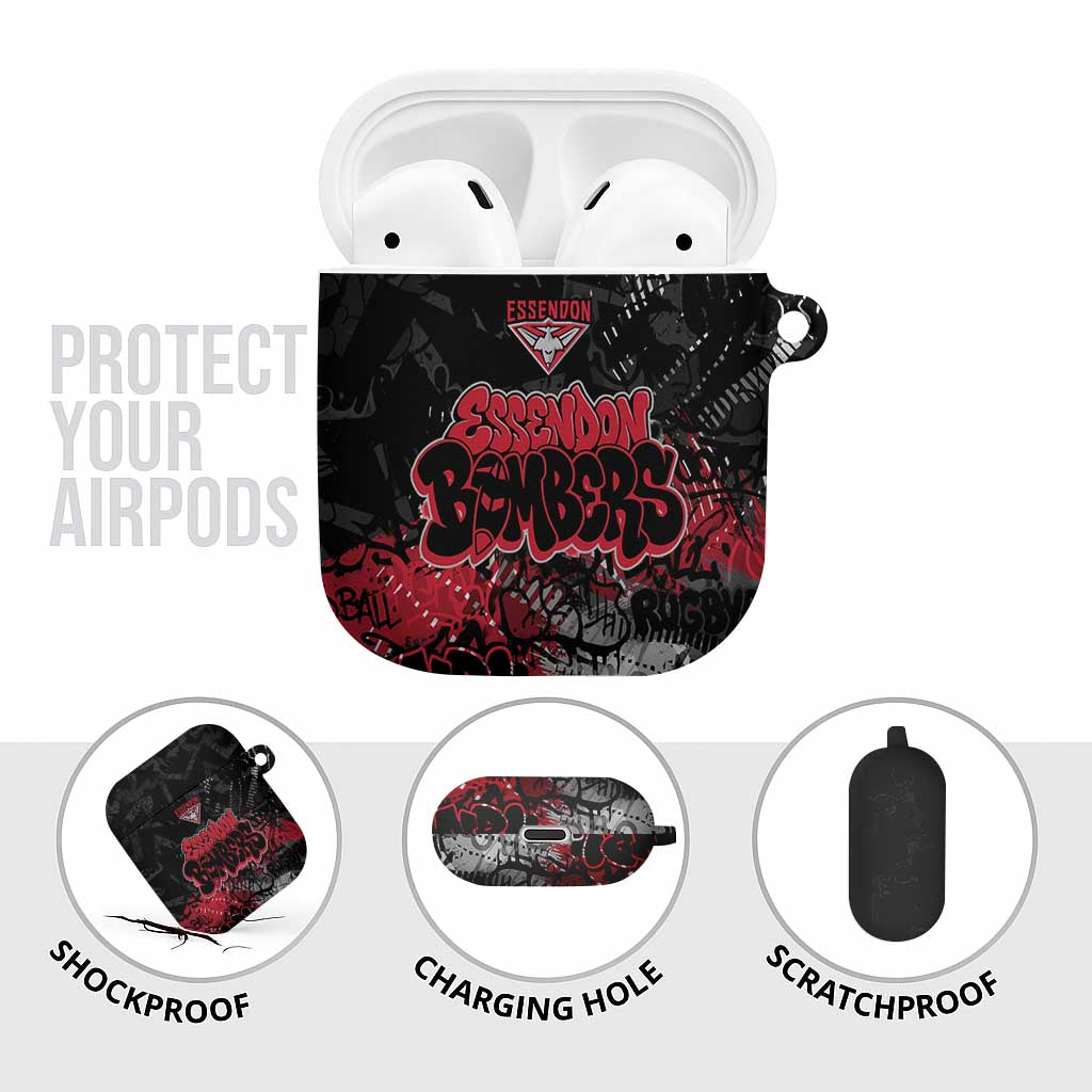 Essendon Bombers AirPods Case Urban Graffiti Street Art - Bold Abstract Spray Paint