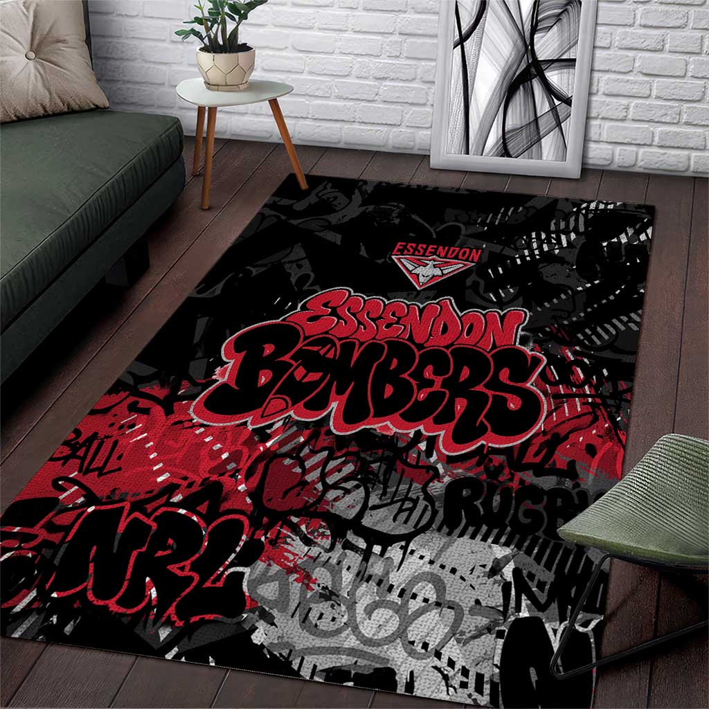 Essendon Bombers Area Rug Urban Graffiti Street Art - Bold Abstract Spray Paint