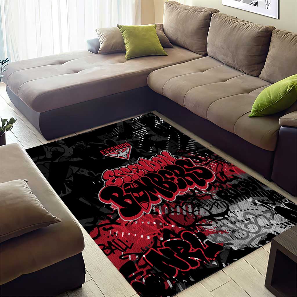 Essendon Bombers Area Rug Urban Graffiti Street Art - Bold Abstract Spray Paint