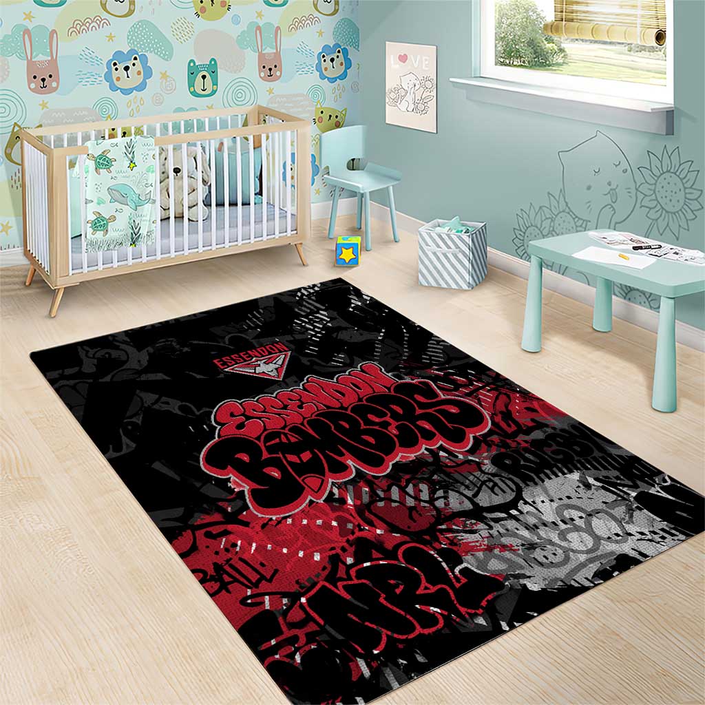 Essendon Bombers Area Rug Urban Graffiti Street Art - Bold Abstract Spray Paint