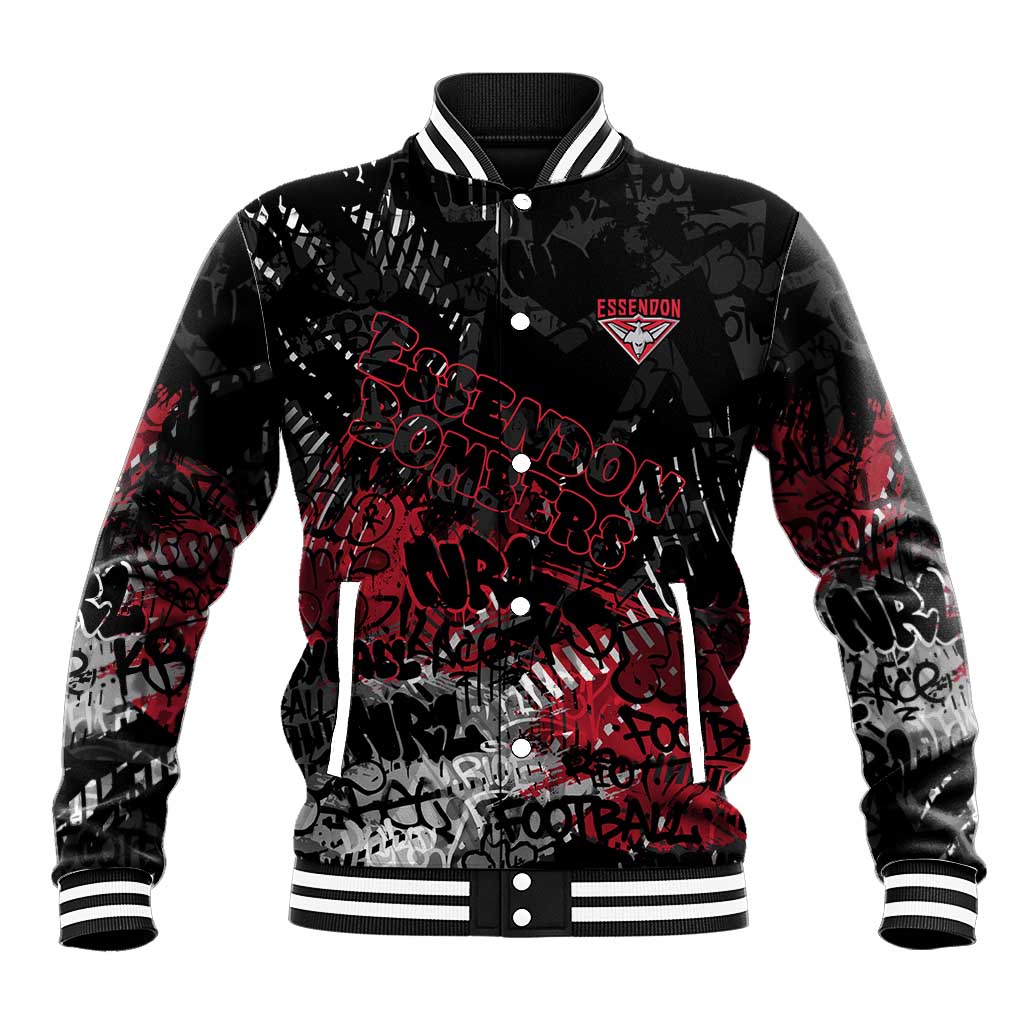 Essendon Bombers Baseball Jacket Urban Graffiti Street Art - Bold Abstract Spray Paint