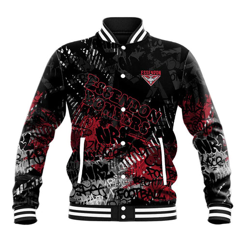 Essendon Bombers Baseball Jacket Urban Graffiti Street Art - Bold Abstract Spray Paint