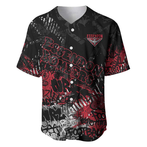 Essendon Bombers Baseball Jersey Urban Graffiti Street Art - Bold Abstract Spray Paint