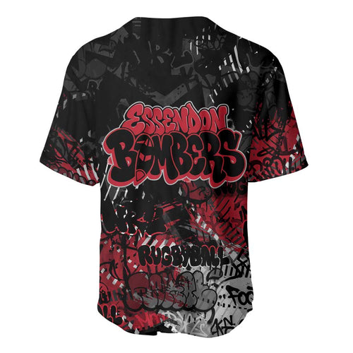 Essendon Bombers Baseball Jersey Urban Graffiti Street Art - Bold Abstract Spray Paint