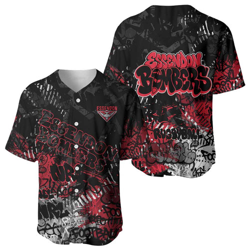 Essendon Bombers Baseball Jersey Urban Graffiti Street Art - Bold Abstract Spray Paint