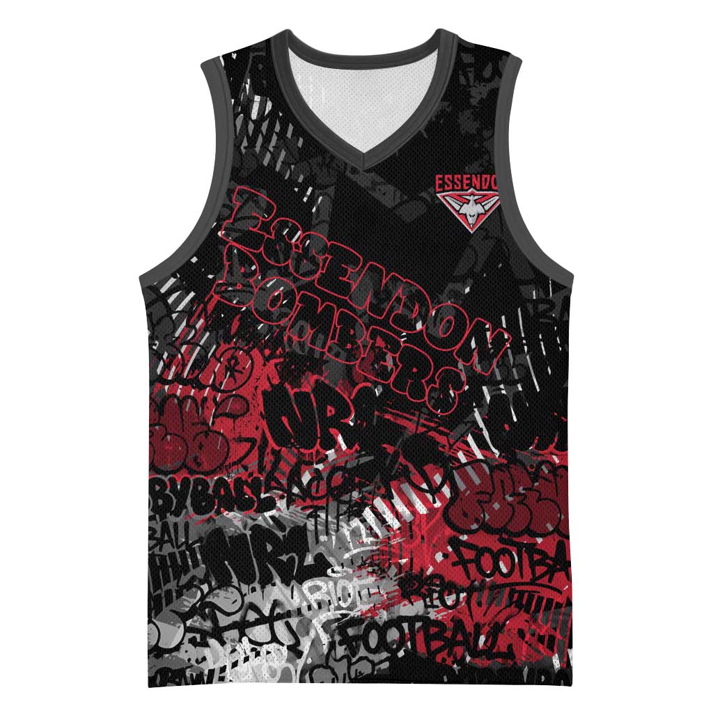 Essendon Bombers Basketball Jersey Urban Graffiti Street Art - Bold Abstract Spray Paint