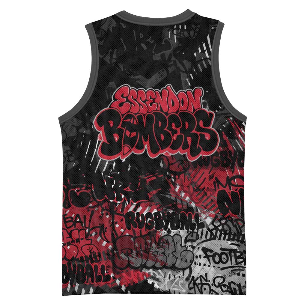 Essendon Bombers Basketball Jersey Urban Graffiti Street Art - Bold Abstract Spray Paint