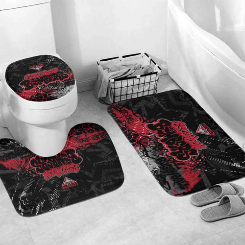 Essendon Bombers Bathroom Set Urban Graffiti Street Art - Bold Abstract Spray Paint