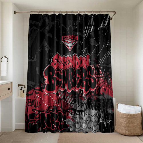 Essendon Bombers Bathroom Set Urban Graffiti Street Art - Bold Abstract Spray Paint