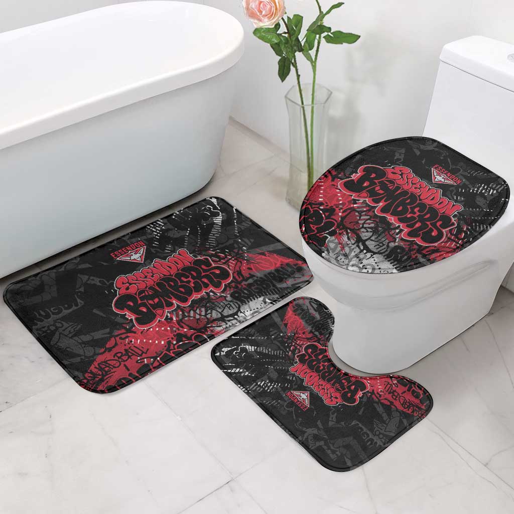 Essendon Bombers Bathroom Set Urban Graffiti Street Art - Bold Abstract Spray Paint