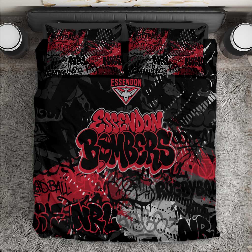 Essendon Bombers Bedding Set Urban Graffiti Street Art - Bold Abstract Spray Paint