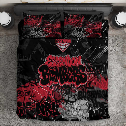 Essendon Bombers Bedding Set Urban Graffiti Street Art - Bold Abstract Spray Paint