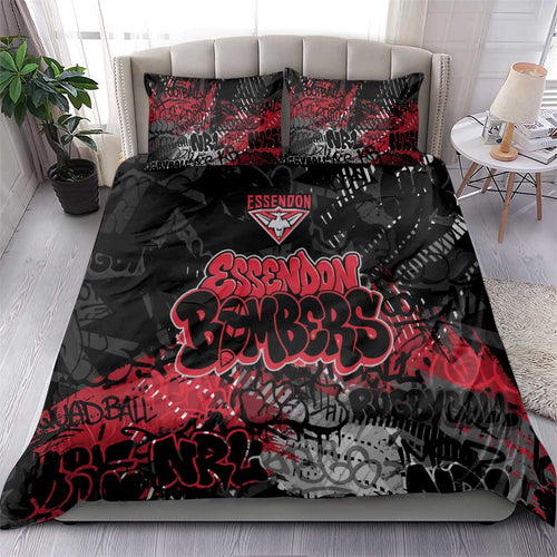 Essendon Bombers Bedding Set Urban Graffiti Street Art - Bold Abstract Spray Paint
