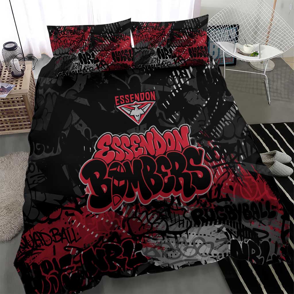 Essendon Bombers Bedding Set Urban Graffiti Street Art - Bold Abstract Spray Paint
