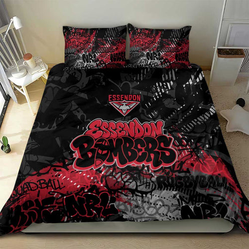 Essendon Bombers Bedding Set Urban Graffiti Street Art - Bold Abstract Spray Paint