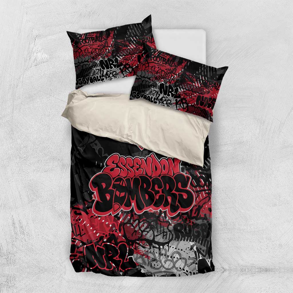 Essendon Bombers Bedding Set Urban Graffiti Street Art - Bold Abstract Spray Paint