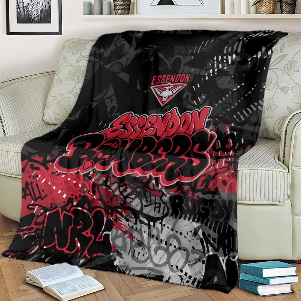 Essendon Bombers Blanket Urban Graffiti Street Art - Bold Abstract Spray Paint