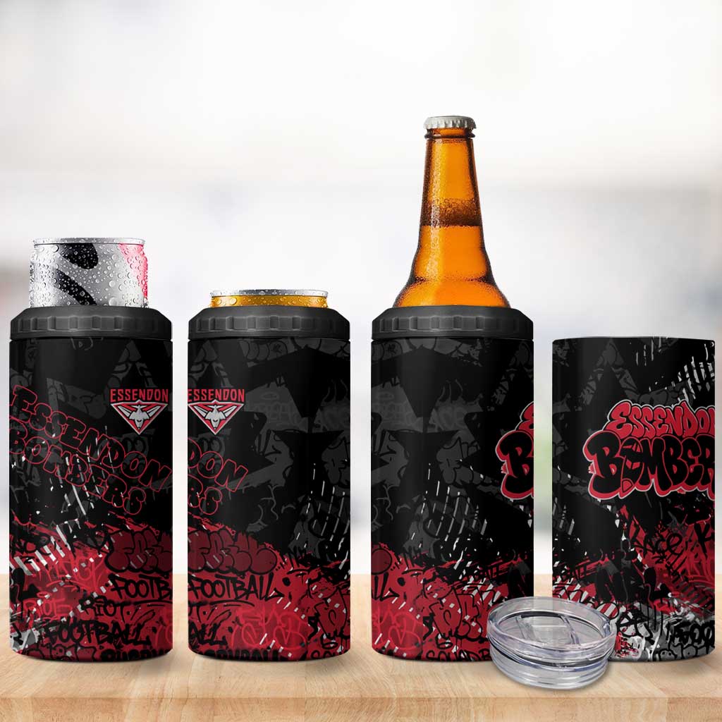 Essendon Bombers 4 in 1 Can Cooler Tumbler Urban Graffiti Street Art - Bold Abstract Spray Paint